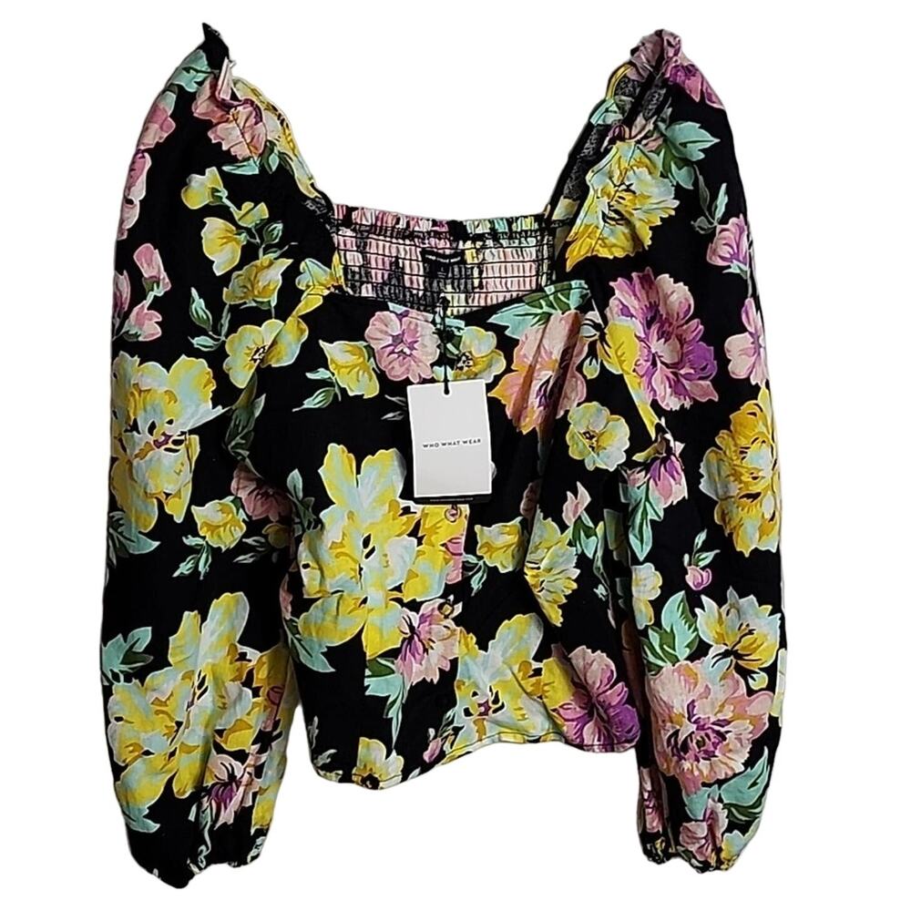 Who What Wear Smocked Back Garden Floral Top, NWT